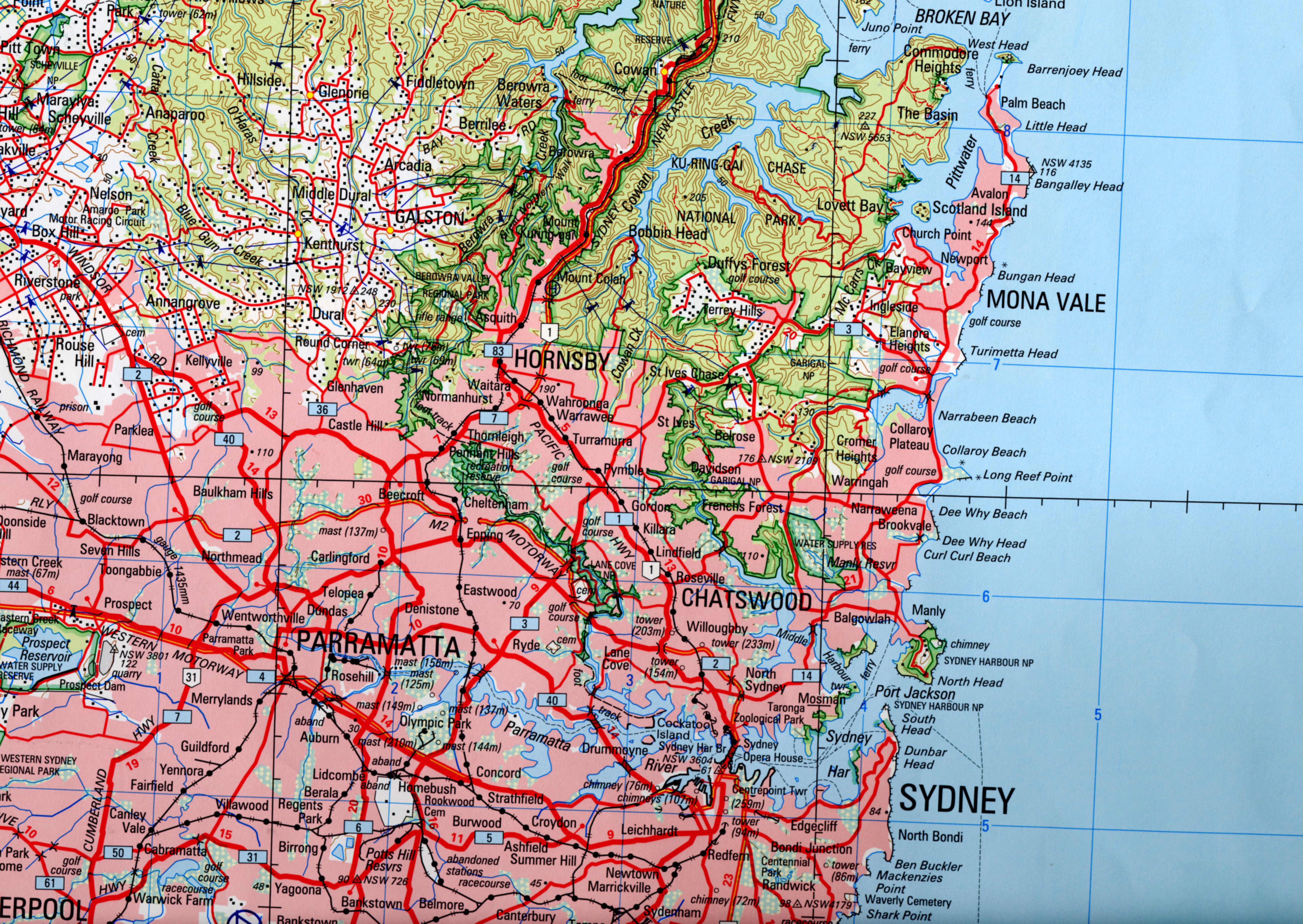 Sydney topographic map